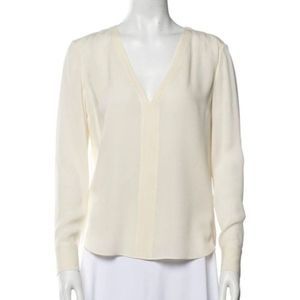 A.L.C 100% silk v-neck long sleeve blouse white cream